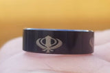 Black khanda ring engraved design fashion sikh singh kaur khalsa challa gift h22