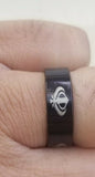 Black khanda ring engraved design fashion sikh singh kaur khalsa challa gift h22