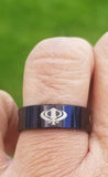 Black khanda ring engraved design fashion sikh singh kaur khalsa challa gift h22