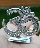 Stunning hindu punjabi silver plated om legend car dashboard desktop stand uu15