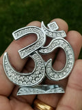 Stunning hindu punjabi silver plated om legend car dashboard desktop stand uu15