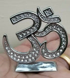 Stunning hindu punjabi silver plated om legend car dashboard desktop stand uu15