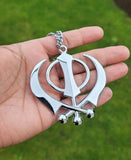 Large stainless steel punjabi sikh large khanda pendant car rear mirror hanging