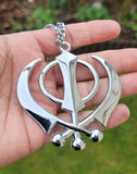 Large stainless steel punjabi sikh large khanda pendant car rear mirror hanging
