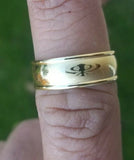 Gold plated khanda ring engraved fashion sikh singh kaur khalsa challa gift h23