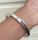 Stainless Steel Kara Seven Lines Design Sikh Bangle Singh Khalsa Edged Kada CC30