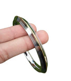 Stainless Steel Kara Lines Design Brass Edge Sikh Bangle Singh Khalsa Kada V38R