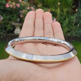 Stainless Steel Kara Lines Design Brass Edge Sikh Bangle Singh Khalsa Kada V38R