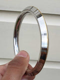Stainless Steel Kara Lines Design Brass Edge Sikh Bangle Singh Khalsa Kada V38R