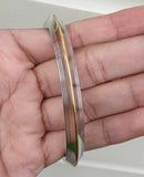 Stainless Steel Kara Lines Design Brass Edge Sikh Bangle Singh Khalsa Kada V38R