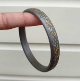 Sarbloh Iron Kara Smooth Round Engraved Sikh Kada Singh Kaur Khalsa Bangle S23K Handmade Karra design