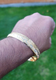Designer kara Two Tone Bracelet Silver Gold Plated Sikh Kada Khalsa Bangle DD28
