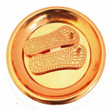 Auspicious copper finish ma goddess laxmi charan paduka slipper talisman amulet