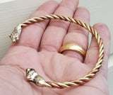 Pure copper brass twisted hindu sikh adjustable lion head healing kara bangle a6