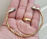 Pure copper brass twisted hindu sikh adjustable lion head healing kara bangle a6