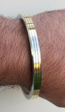 Sikh kara stainless steel flat smooth 3 brass lines kada singh kaur bangle v20