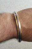 Stunning stainless steel two brass lines one edge plain sikh kaur singh kara m2