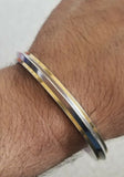 Stunning stainless steel two brass lines one edge plain sikh kaur singh kara m2