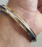 Stunning stainless steel two brass lines one edge plain sikh kaur singh kara m2