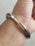 Stunning stainless steel two brass lines one edge plain sikh kaur singh kara m2