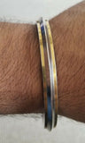 Stunning stainless steel two brass lines one edge plain sikh kaur singh kara m2