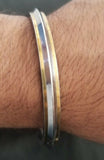 Stunning stainless steel two brass lines one edge plain sikh kaur singh kara m2