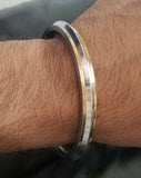 Stunning stainless steel two brass lines one edge plain sikh kaur singh kara m2