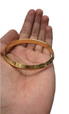Sikh Khanda Kara Laser Engraved Gold Plated Bangle Edged Kada Singh Kaur S31 NEW