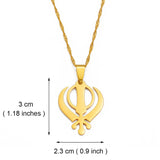 Anniyo Sikhism Necklace Pendant Sikh Khanda Jewelry Black/Gold Color Necklaces India Pakistan Malaysia Punjab Religious @009521