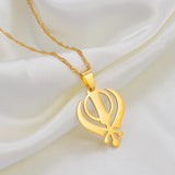 Anniyo Sikhism Necklace Pendant Sikh Khanda Jewelry Black/Gold Color Necklaces India Pakistan Malaysia Punjab Religious @009521