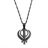 Anniyo Sikhism Necklace Pendant Sikh Khanda Jewelry Black/Gold Color Necklaces India Pakistan Malaysia Punjab Religious @009521
