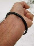 Black sarbloh iron kada one edge smooth sikh singh kaur khalsa kara bangle l7
