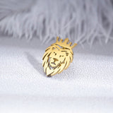 Punk Crown Lion Brooches Stainless Steel Mens Animal Hip Hop Party Accessories Wedding Jewelry Badge Pins for Groom