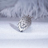 Punk Crown Lion Brooches Stainless Steel Mens Animal Hip Hop Party Accessories Wedding Jewelry Badge Pins for Groom