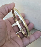 Brass Kara Smooth Design Sikh Bangle Singh Khalsa Bracelet Gold Look Kada L24G