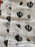 Sikh Punjabi Kaur Dupatta Khanda Print Chunni Singh Parna Gamcha Saropa Hajooria