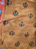 Sikh Punjabi Kaur Dupatta Khanda Print Chunni Singh Parna Gamcha Saropa Hajooria