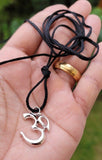 Om pendant hindu ohm power necklace silver plated evil eye protection shield k49G