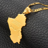 Anniyo Republic of Iraq Map National Flag Gold Color Map of Iraq Pendant Necklaces Jewelry For Women Men Iraqi  #030606