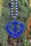 Sikh Khanda Hanger for Car Rear Mirror Blue Pendant Punjabi Kaur Singh Mala RRQ Acrylic Matching beads Evil Eye Protection Nazar Shield