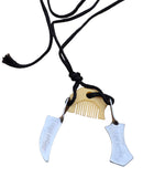 Sikh Hazoor Sahib Sword Khanda Kanga Pendant in black dori Singh kaur Hajur comb QQ locket Sikhism Khalsa Small Siri Sahib Necklace