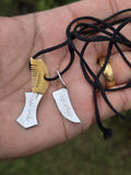 Sikh Hazoor Sahib Sword Khanda Kanga Pendant in black dori Singh kaur Hajur comb QQ locket Sikhism Khalsa Small Siri Sahib Necklace
