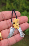 Sikh Hazoor Sahib Sword Khanda Kanga Pendant in black dori Singh kaur Hajur comb QQ locket Sikhism Khalsa Small Siri Sahib Necklace