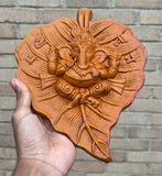 Hindu Ganesh Decor Clay Wall Hanging Peepal Leaf Lucky Gift Home Temple Art TTT7