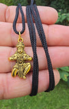 Gold or Silver colour Hanuman Ji Ram Pendant Stainless Steel Hindu black dori Q3