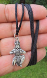 Gold or Silver colour Hanuman Ji Ram Pendant Stainless Steel Hindu black dori Q3