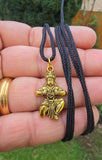 Gold or Silver colour Hanuman Ji Ram Pendant Stainless Steel Hindu black dori Q3