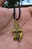 Gold or Silver colour Hanuman Ji Ram Pendant Stainless Steel Hindu black dori Q3