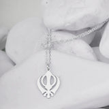 Classic Sikhism Symbol Necklaces Stainless Steel Indian Religious Amulet Khanda Faith Gift Sikh Khanda Pendant Jewelry for Women
