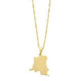 Anniyo The Democratic Republic of the Congo Pendant Necklace Chain Necklace DRC Jewelry #360221